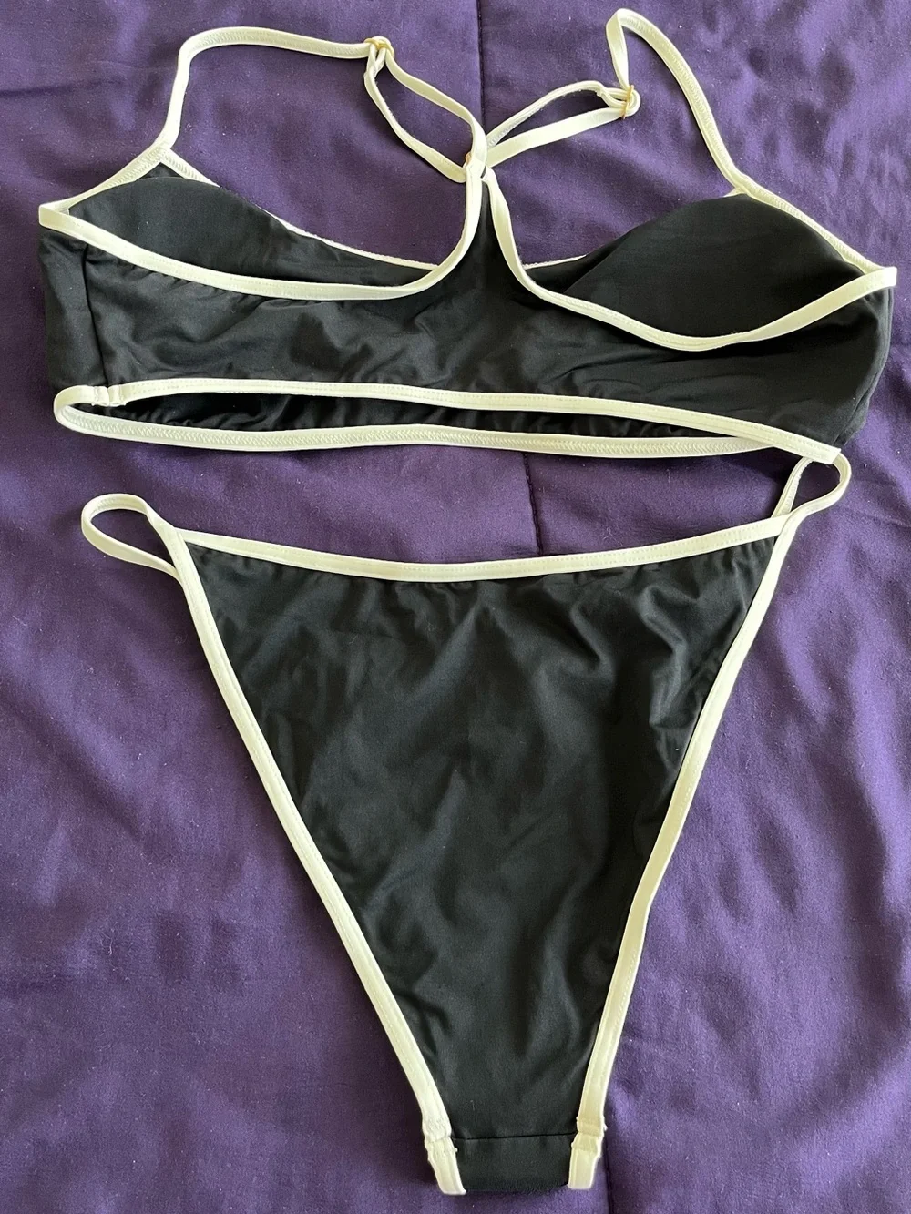 L*Space Bikini Set Pamela Top & Tommy Bottoms Black/Cream Size XL Resortwear